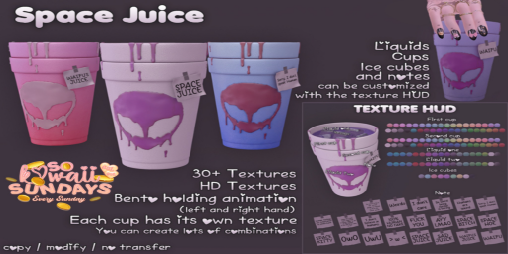 Space Juice Holdable	&lt;a href=&quot;http://maps.secondlife.com/secondlife/Envar/202/176/2222&quot;&gt;Teleport&lt;/a&gt;