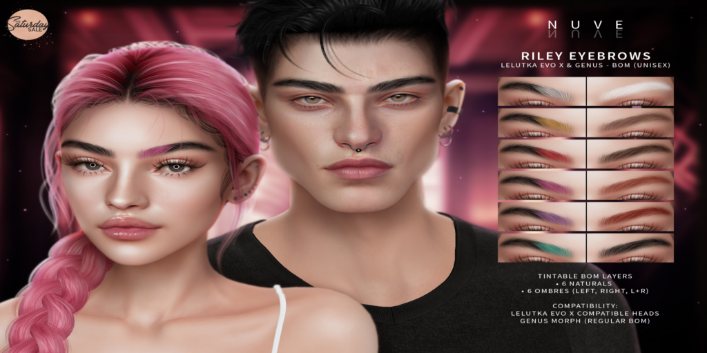 Riley Eyebrows - EvoX/Genus	&lt;a href=&quot;http://maps.secondlife.com/secondlife/RAWR/131/69/21&quot;&gt;Teleport&lt;/a&gt;