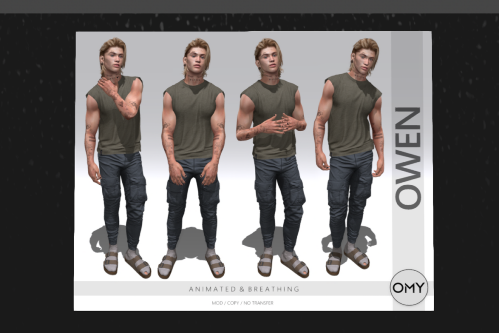 Owen Poses	&lt;a href=&quot;http://maps.secondlife.com/secondlife/OMY/191/134/2502&quot; target=&quot;_blank&quot;&gt;Teleport&lt;/a&gt;