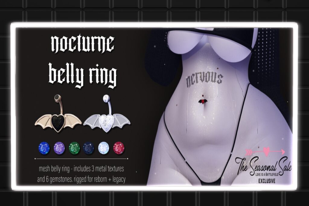 Nocturne Belly Ring - Legacy/Reborn, L$325 each