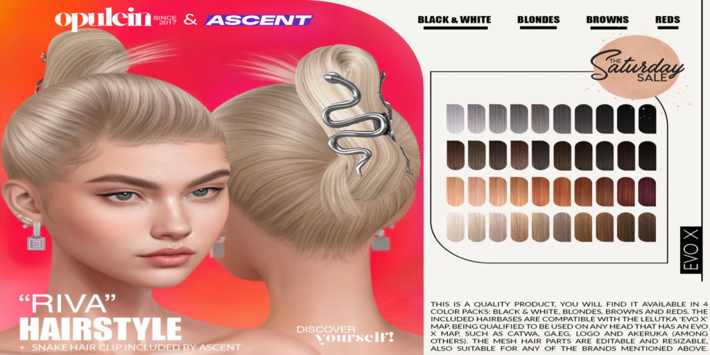 Riva Hairstyle &amp; Hairbase - EvoX	&lt;a href=&quot;http://maps.secondlife.com/secondlife/Peaceful%20Land/243/100/1001&quot;&gt;Teleport&lt;/a&gt;