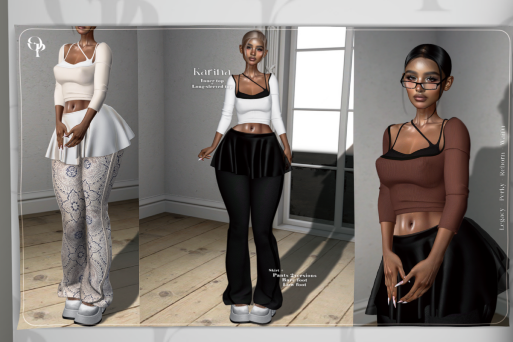 Karina Top and Skirtpants - Legacy/Reborn/+mods, L$260 each/L$2260 FP