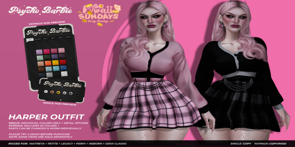 Harper Outfit - GenX Classic/Legacy/Maitreya/Reborn/+mods	&lt;a href=&quot;https://maps.secondlife.com/secondlife/RAWR/131/135/22&quot;&gt;Teleport&lt;/a&gt;