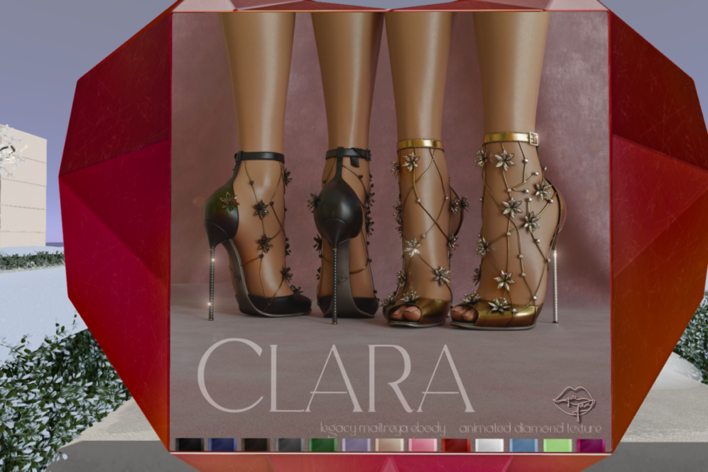 Clara Sandals - Legacy/Maitreya/Reborn	&lt;a href=&quot;http://maps.secondlife.com/secondlife/Pure%20Poison%20District/170/128/22&quot; target=&quot;_blank&quot;&gt;Teleport&lt;/a&gt;