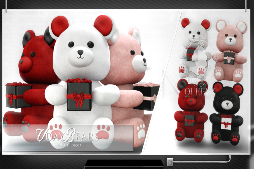 VDay Bears Holdable and Decor, L$200 each/L$699 FP