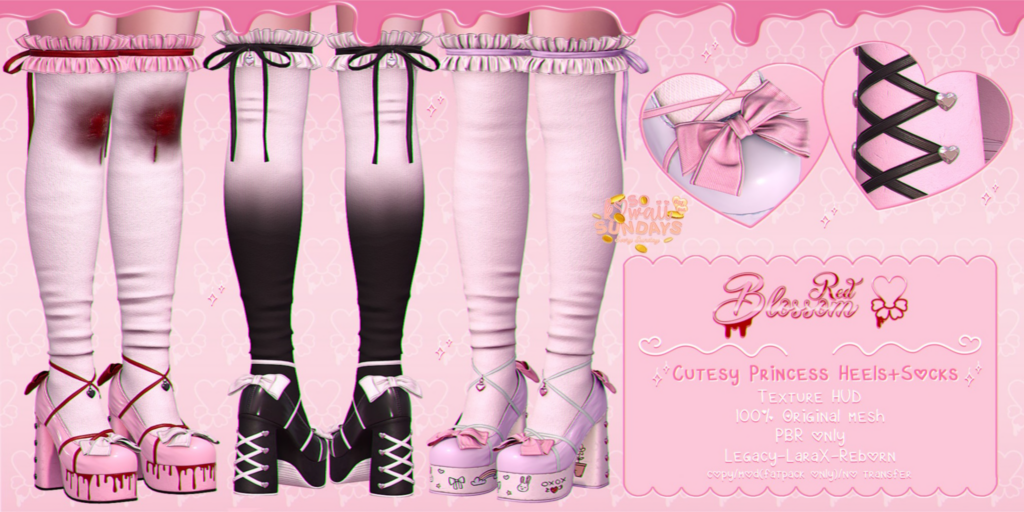 Cutesy Princess Heels &amp; Socks - Legacy/MaitreyaX/Reborn	&lt;a href=&quot;http://maps.secondlife.com/secondlife/Anhedonia/112/132/998&quot;&gt;Teleport&lt;/a&gt;