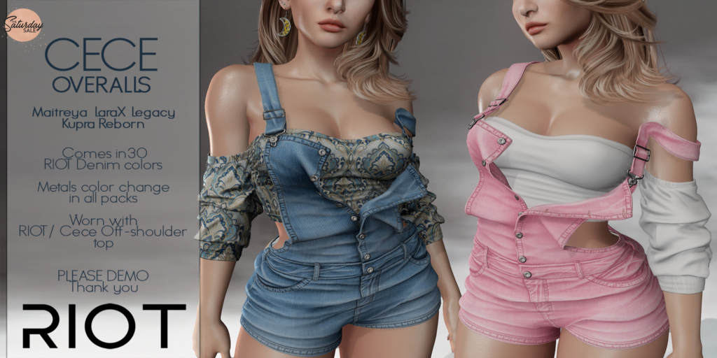 Cece Overalls - Inithium/Legacy/Maitreya/Reborn/+mods	&lt;a href=&quot;http://maps.secondlife.com/secondlife/RIOT%20District/121/167/28&quot;&gt;Teleport&lt;/a&gt;