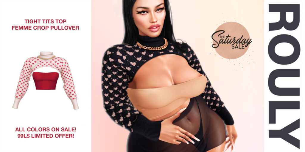 Tight Tits Top &amp; Femme Crop Pullover - Inithium/Legacy/Peach/Reborn	&lt;a href=&quot;ttp://maps.secondlife.com/secondlife/Rouly/113/126/898&quot;&gt;Teleport&lt;/a&gt;