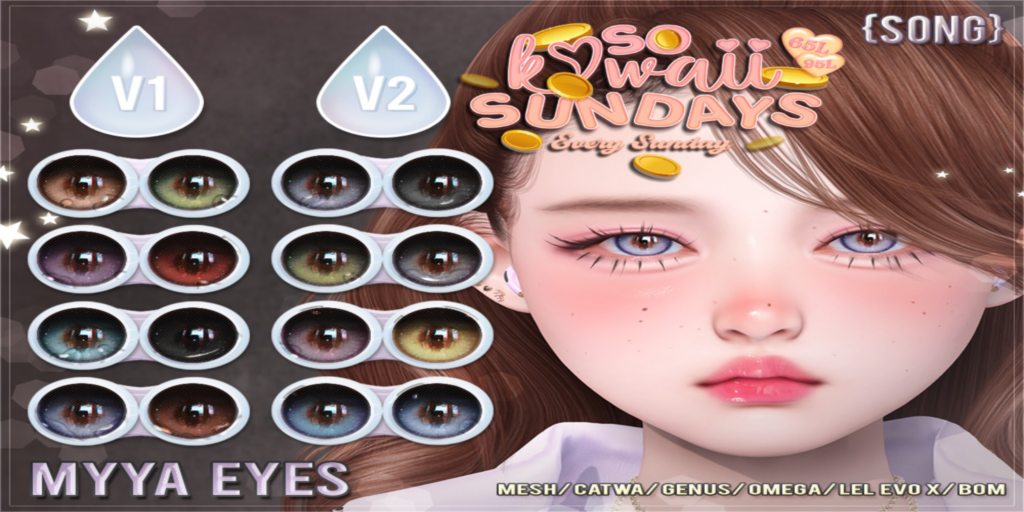 Myya Eyes - BOM/Catwa/EvoX/Genus/Mesh/Omega	&lt;a href=&quot;http://maps.secondlife.com/secondlife/Meringue/61/83/1064&quot;&gt;Teleport&lt;/a&gt;