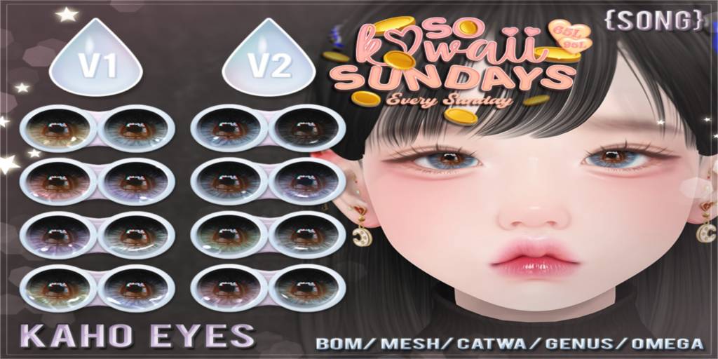 Kaho Eyes - BOM/Catwa/Genus/Mesh/Omega	&lt;a href=&quot;http://maps.secondlife.com/secondlife/Meringue/61/83/1064&quot;&gt;Teleport&lt;/a&gt;