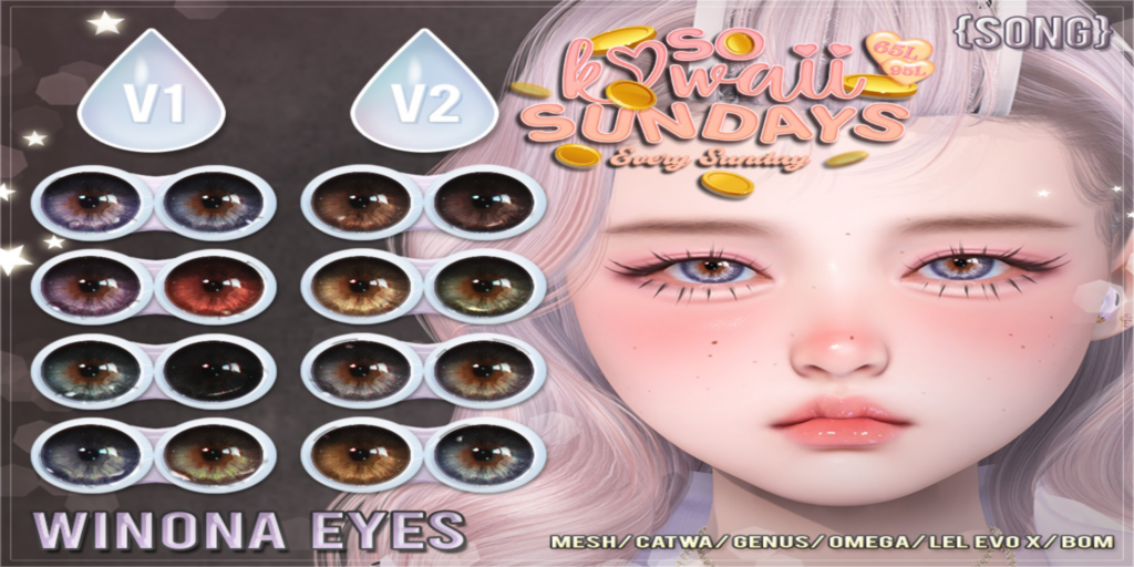 Winona Eyes - BOM/Catwa/EvoX/Genus/Mesh/Omega	&lt;a href=&quot;http://maps.secondlife.com/secondlife/Meringue/61/83/1064&quot;&gt;Teleport&lt;/a&gt;