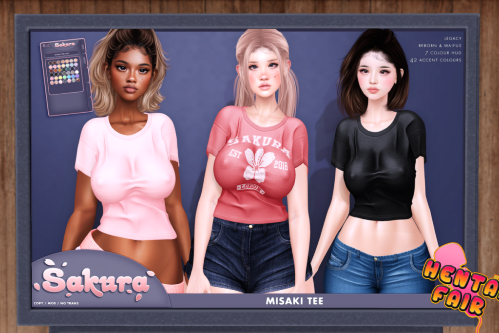 Misaki Tee - Legacy/Reborn/+mods, L$229 each/L$999 FP