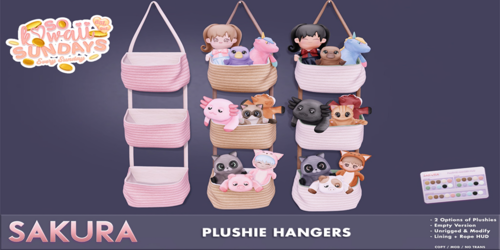 Plushie Hangers 	&lt;a href=&quot;http://maps.secondlife.com/secondlife/Domain/122/106/26&quot;&gt;Teleport&lt;/a&gt;