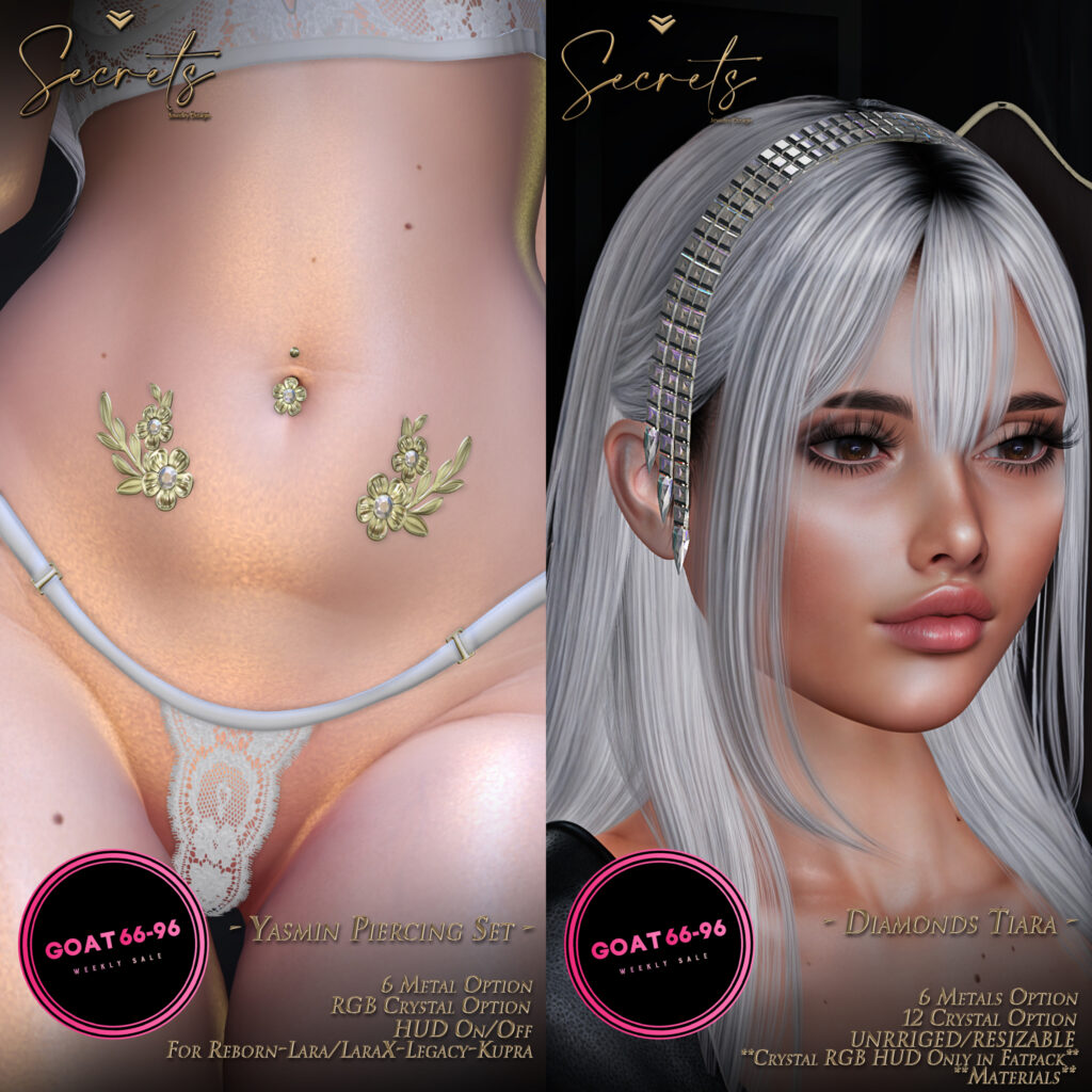 Yasmin Piercing Set - Inithium/Legacy/Maitreya/Reborn/+mods | Diamonds Tiara