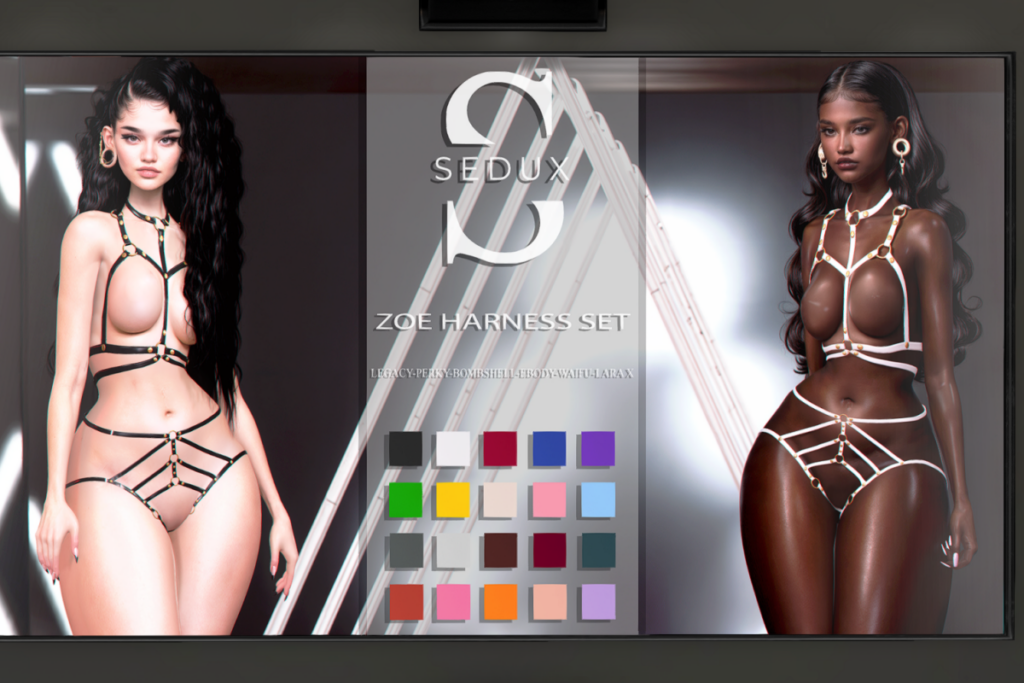 Zoe Harness Set - Legacy/MaitreyaX/Reborn/+mods, L$199 each/L$999 FP