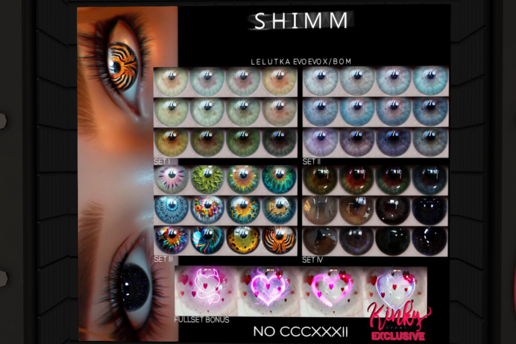 No CCCXXXII Eyes - BOM/Evo/EvoX, L$288 each/L$1000