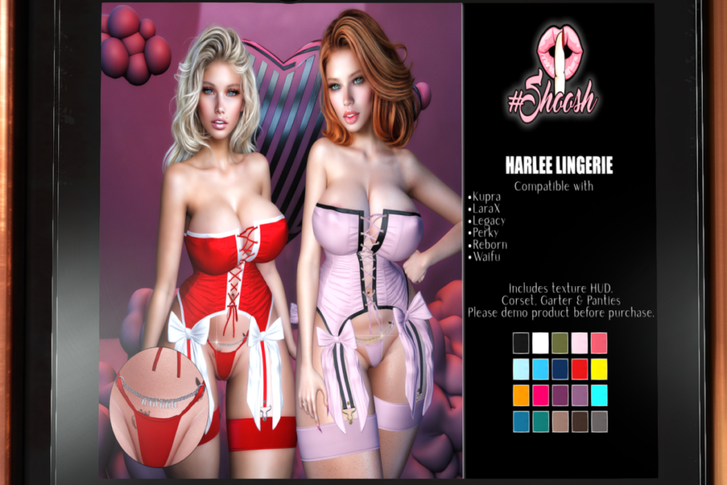 Harlee Lingerie - Inithium/Legacy/MaitreyaX/Reborn/+mods, L$349 each/L$1099 FP