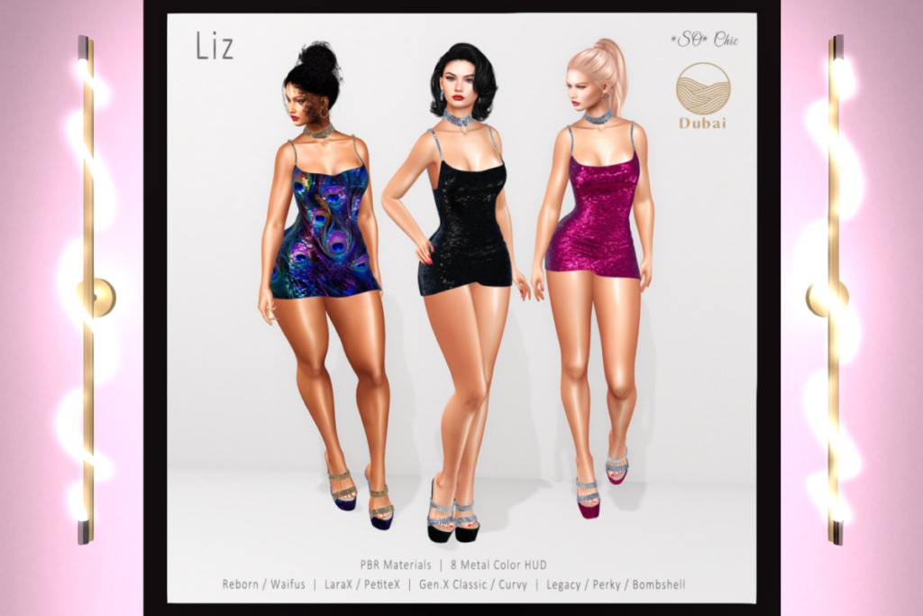 Liz Drape Dress - GenX/Legacy/MaitreyaX/Reborn/+mods, L$280 each/L$899 FP