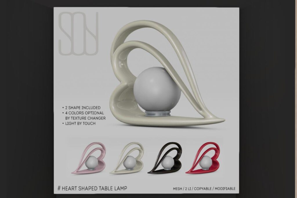 Heart Shaped Table Lamp, L$188