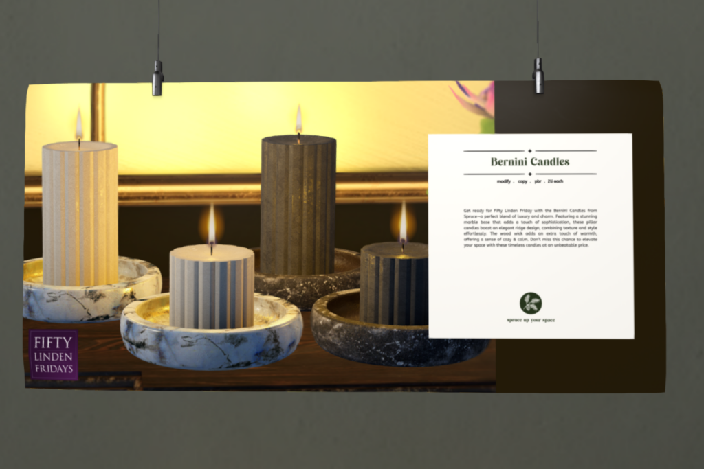 Bernini Candles	&lt;a href=&quot;http://maps.secondlife.com/secondlife/Evermore/128/17/752&quot; target=&quot;_blank&quot;&gt;Teleport&lt;/a&gt;