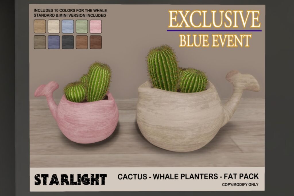 Cactus Whale Planters, L$99