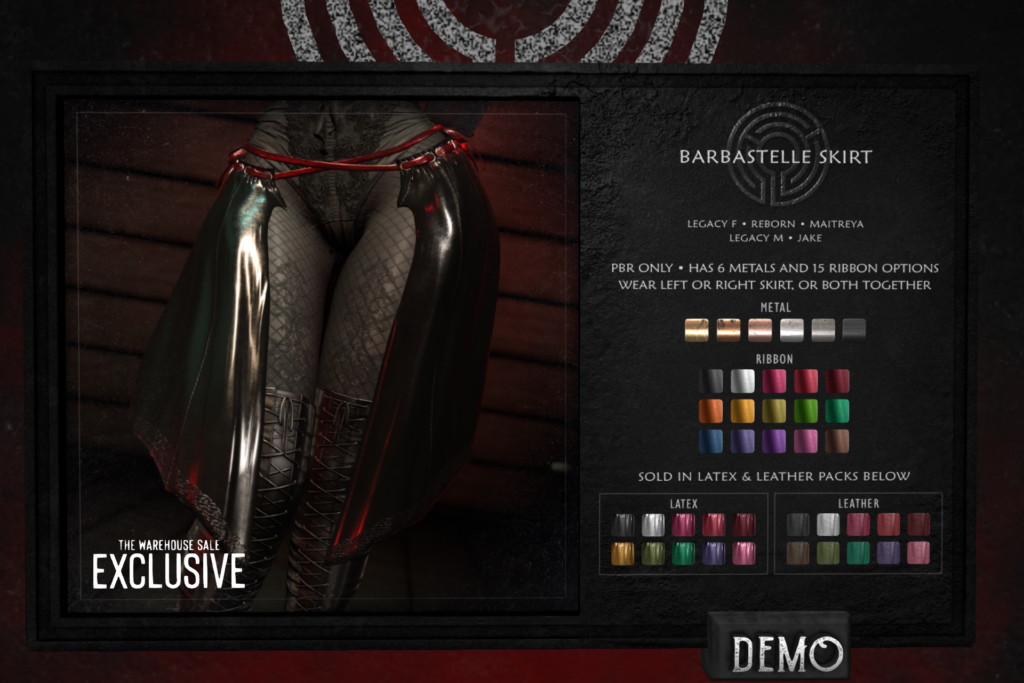 Barbastelle Skirt - Jake/Legacy F+M/Maitreya/Reborn, L$266 each