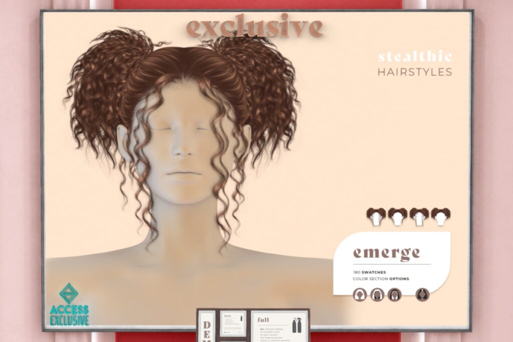 Emerge Hairstyle, L$399 Basic Pack/L$199 Upgrade Pack/L$598 FP