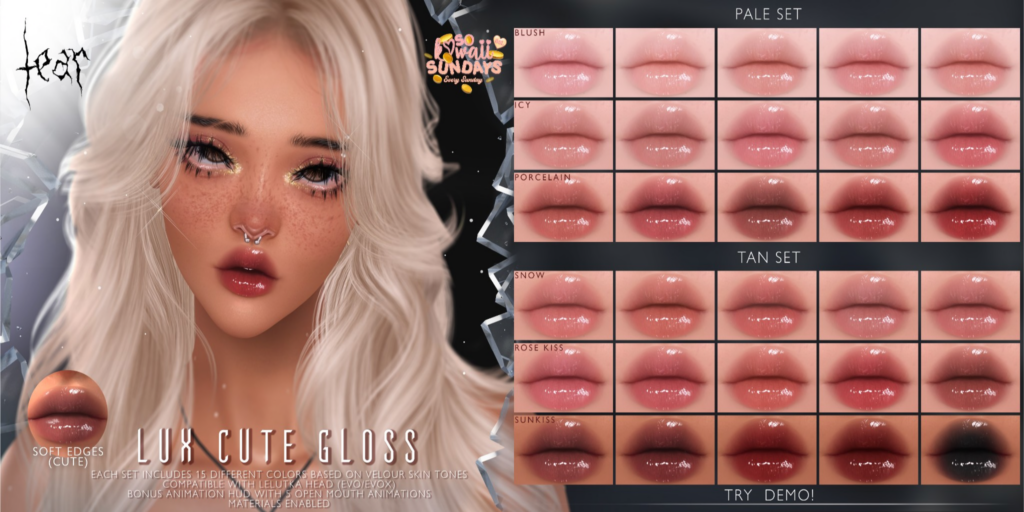 Lux Cute Gloss - Evo/EvoX	&lt;a href=&quot;http://maps.secondlife.com/secondlife/Hashira/149/174/3&quot;&gt;Teleport&lt;/a&gt;