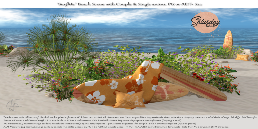 Surf Me Beach Scene Backdrop &amp; Animations	&lt;a href=&quot;http://maps.secondlife.com/secondlife/Tm%20Paraiso1/90/128/23&quot;&gt;Teleport&lt;/a&gt;