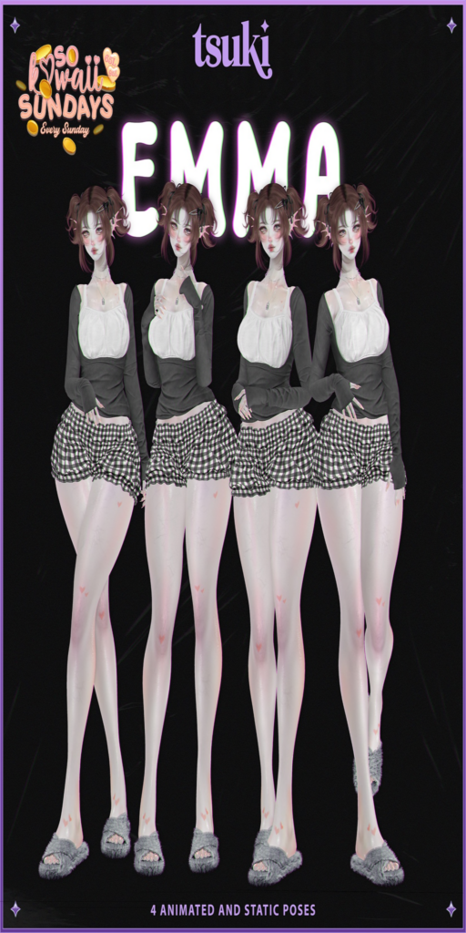 Emma Poses	&lt;a href=&quot;http://maps.secondlife.com/secondlife/Dream%20Lake/119/137/25&quot;&gt;Teleport&lt;/a&gt;