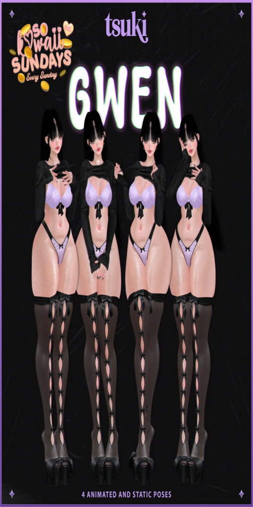 Gwen Poses	&lt;a href=&quot;https://maps.secondlife.com/secondlife/Dream%20Lake/120/142/26&quot;&gt;Teleport&lt;/a&gt;