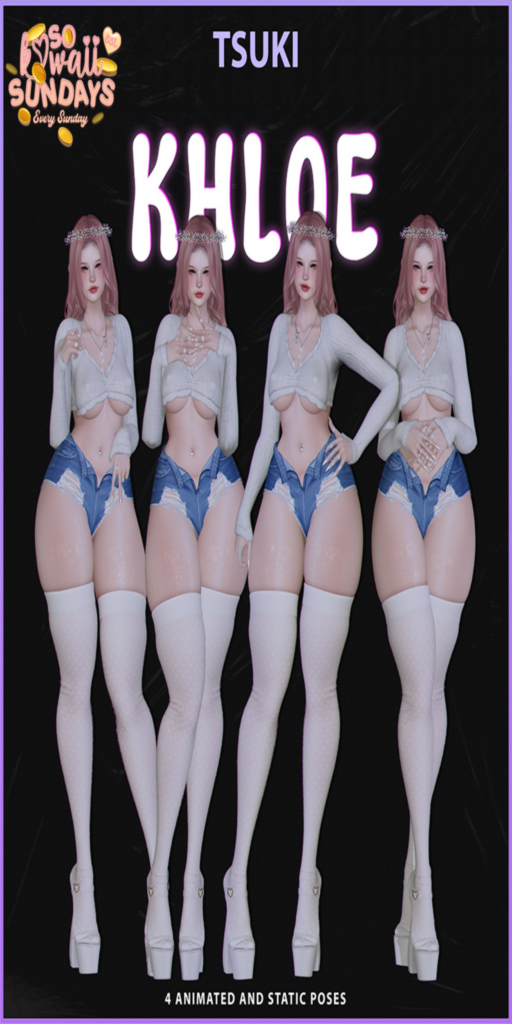 Khloe Poses	&lt;a href=&quot;http://maps.secondlife.com/secondlife/Dream%20Lake/119/137/25&quot;&gt;Teleport&lt;/a&gt;