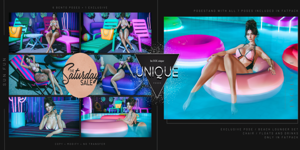 Sun Fun Poses &amp; Props	&lt;a href=&quot;http://maps.secondlife.com/secondlife/YOUNIQUE/128/128/34&quot;&gt;Teleport&lt;/a&gt;