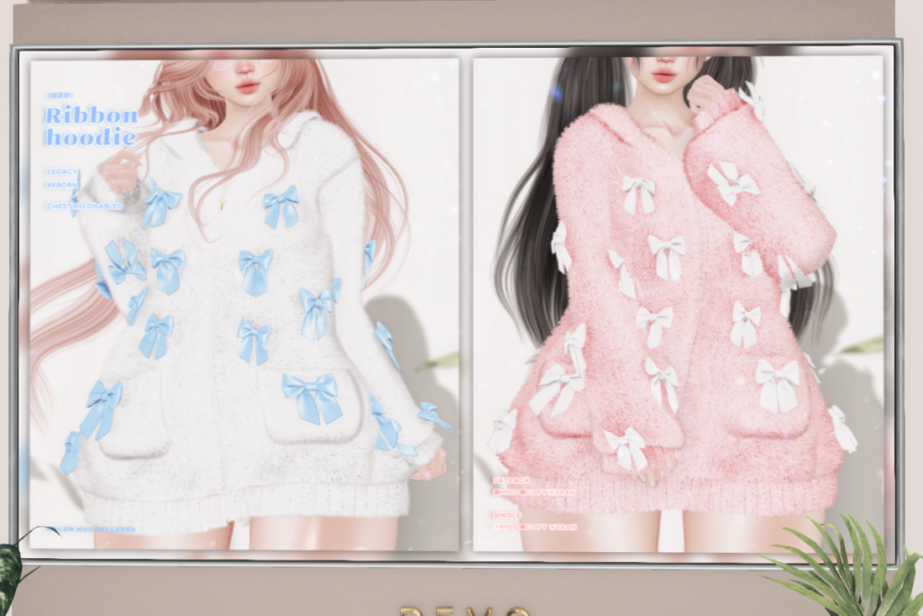 Ribbon Hoodie - Legacy/Reborn, L$265 each/L$1000 FP