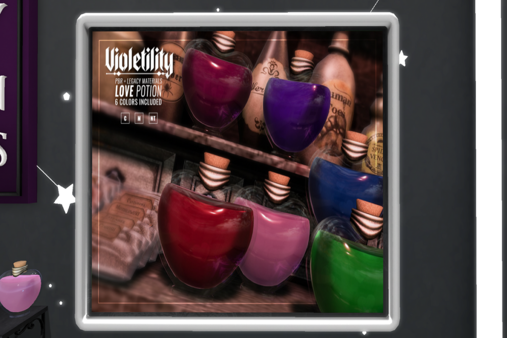 Love Potion	&lt;a href=&quot;http://maps.secondlife.com/secondlife/Violetility/128/166/23&quot; target=&quot;_blank&quot;&gt;Teleport&lt;/a&gt;