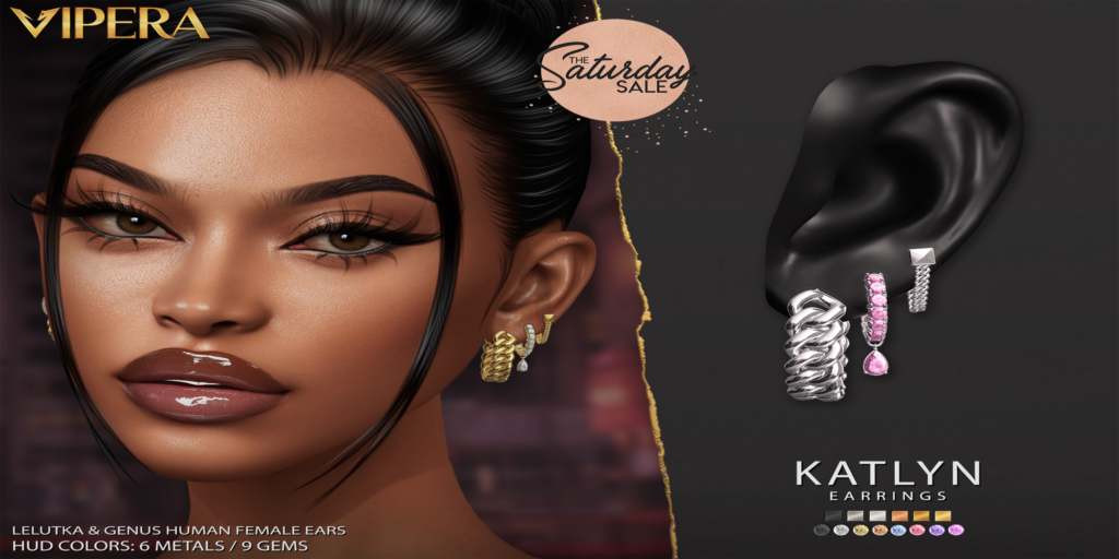 Katlyn Earrings - EvoX F Human/Genus F Human	&lt;a href=&quot;https://maps.secondlife.com/secondlife/Stone%20Diamond/123/128/19&quot;&gt;Teleport&lt;/a&gt;