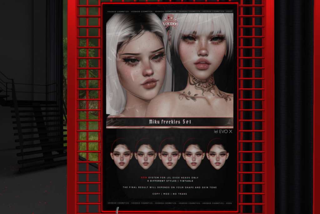 Miku Freckles Set - EvoX	&lt;a href=&quot;http://maps.secondlife.com/secondlife/The%20Conjuring/126/130/1701&quot; target=&quot;_blank&quot;&gt;Teleport&lt;/a&gt;