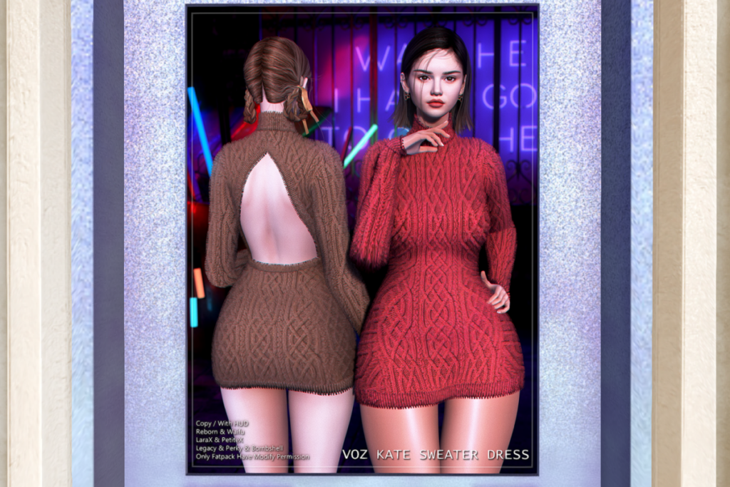 Kate Sweater Dress - Legacy/MaitreyaX/Reborn/+mods, L$234 each/L$1234 FP