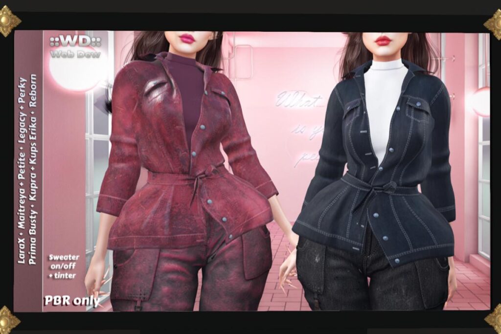 Jacket Estelle - Erika/Inithium/Legacy/Maitreya/Prima Busty/Reborn/+mods, L$249-L$999 each/L$1399 FP