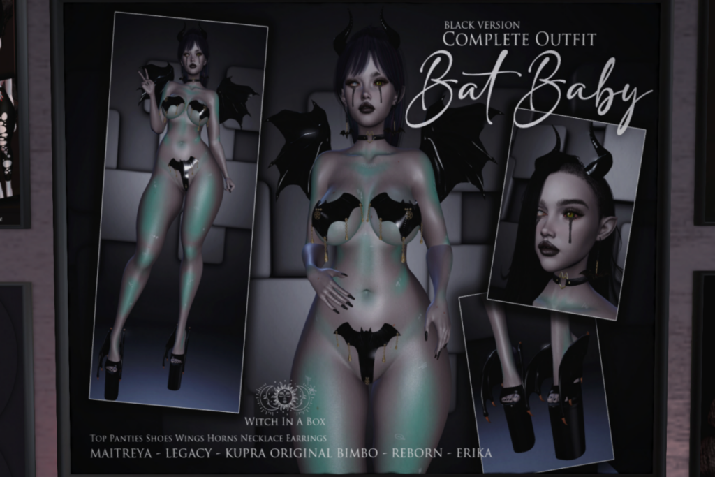 Bat Baby Complete Outfit - Erika/Inithium/Legacy/Maitreya/Reborn, L$315