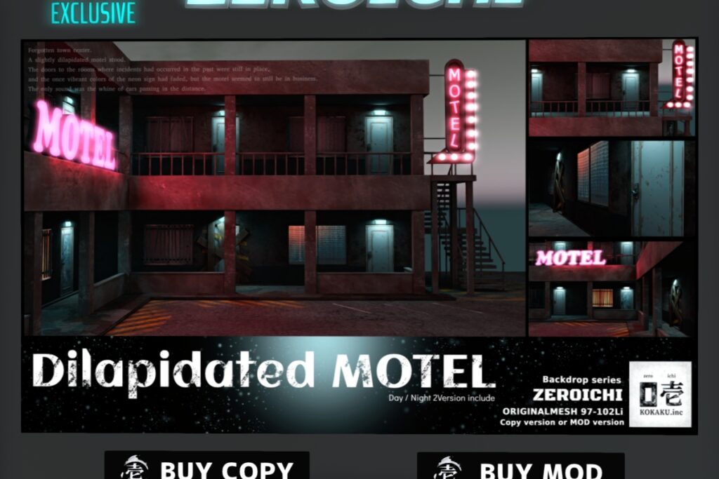 Dilapidated Motel Backdrop, L$320 Copy/L$540 Mod