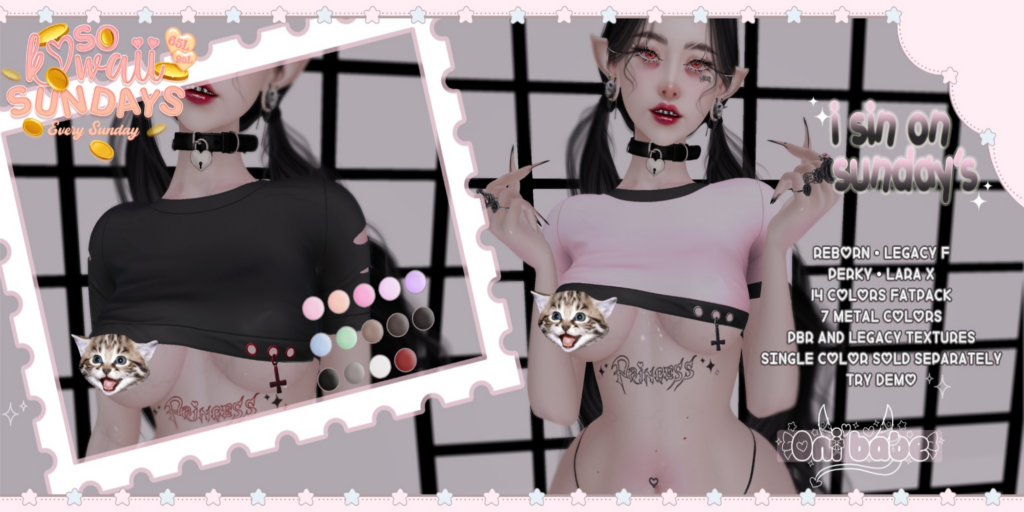 I Sin On Sundays T-Shirt - Legacy/MaitreyaX/Reborn/+mods	&lt;a href=&quot;https://maps.secondlife.com/secondlife/ANGELICA/210/133/3201&quot;&gt;Teleport&lt;/a&gt;