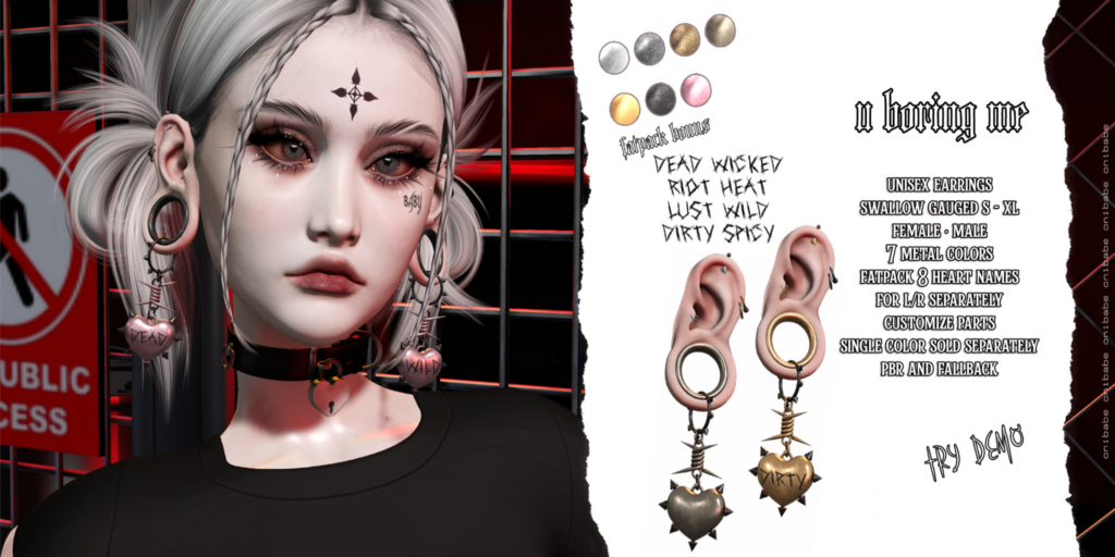 U Boring Me Earrings - Swallow Gauged M+F S+XL	&lt;a href=&quot;http://maps.secondlife.com/secondlife/Demon/242/93/22&quot;&gt;Teleport&lt;/a&gt;