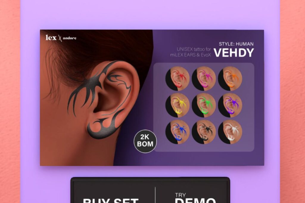 Vehdy Human Style Ear Tattoo - EvoX/LEX Mi, L$249