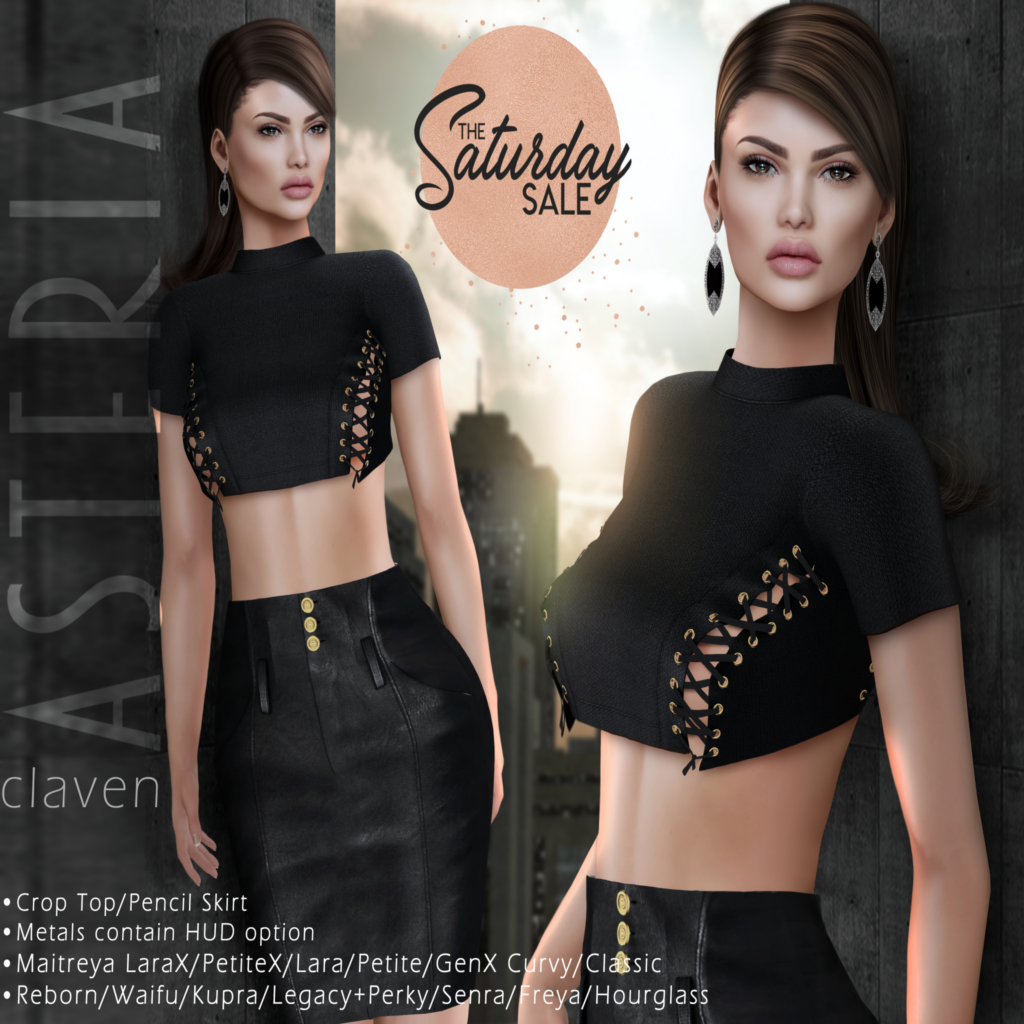 Claven Outfit - see ad for fits	&lt;a href=&quot;http://maps.secondlife.com/secondlife/Asteria/156/148/24&quot;&gt;Teleport&lt;/a&gt;