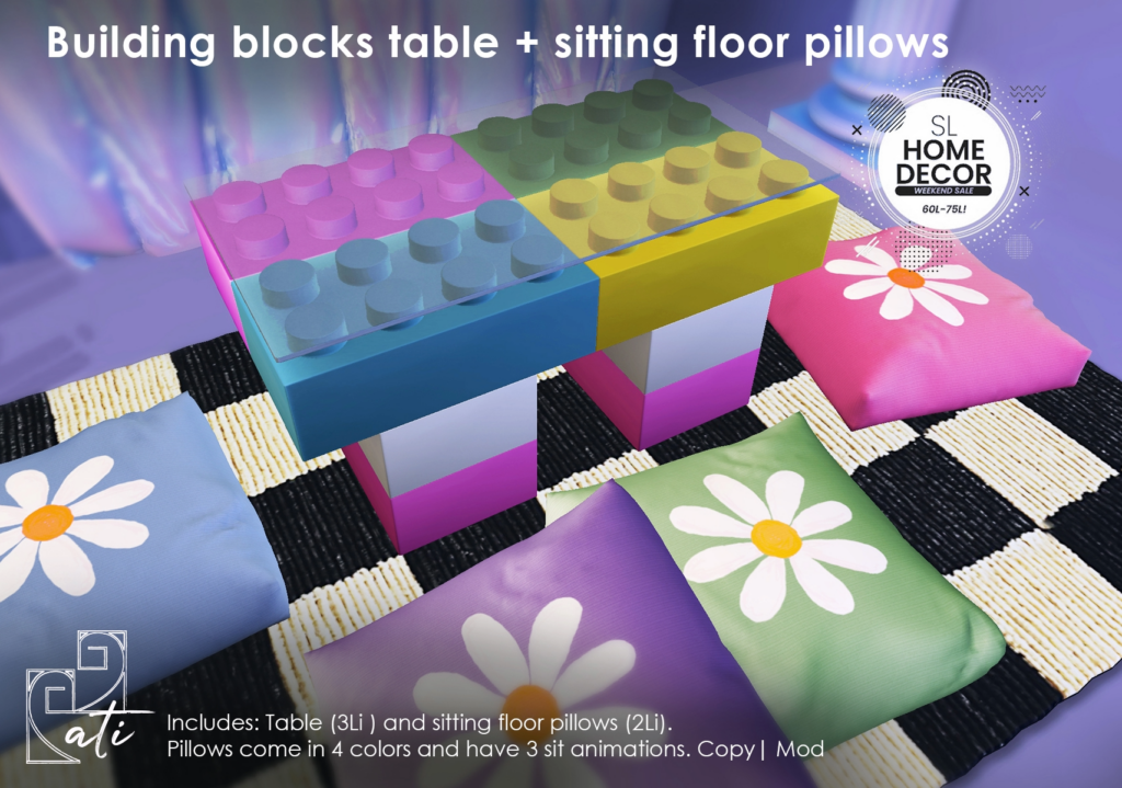 Building Blocks Table+Sitting Floor Pillows