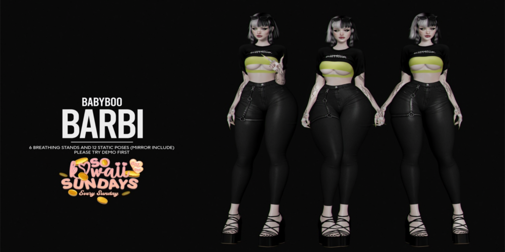 Barbi Poses	&lt;a href=&quot;http://maps.secondlife.com/secondlife/Cult%20Grounds/16/23/1022&quot;&gt;Teleport&lt;/a&gt;