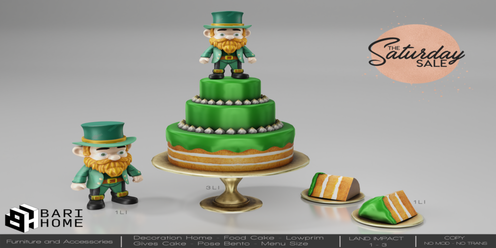 Saint Patrick&#039;s Cake Decor Set	&lt;a href=&quot;http://maps.secondlife.com/secondlife/Magic%20Sky/191/144/2022&quot;&gt;Teleport&lt;/a&gt;