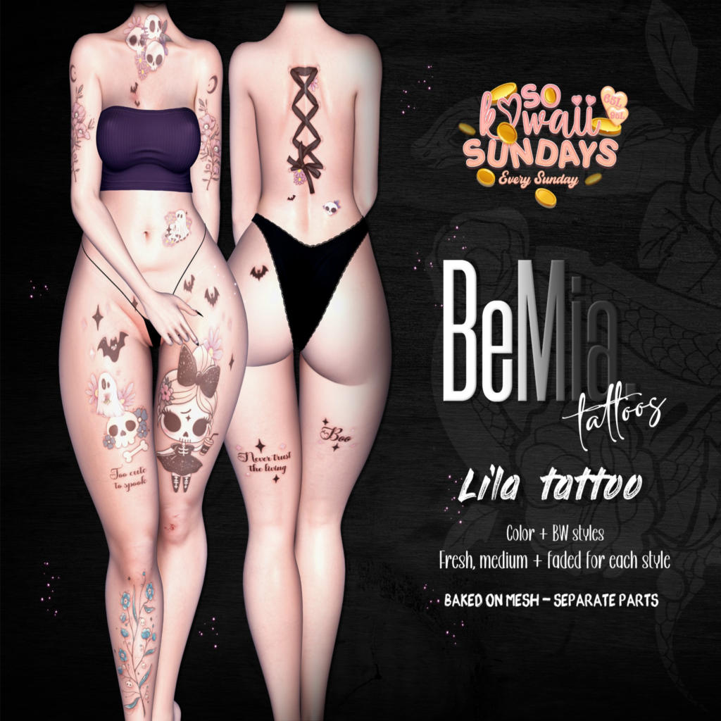 Lila Tattoo - BOM	&lt;a href=&quot;http://maps.secondlife.com/secondlife/Rosehaven/218/121/2501&quot;&gt;Teleport&lt;/a&gt;