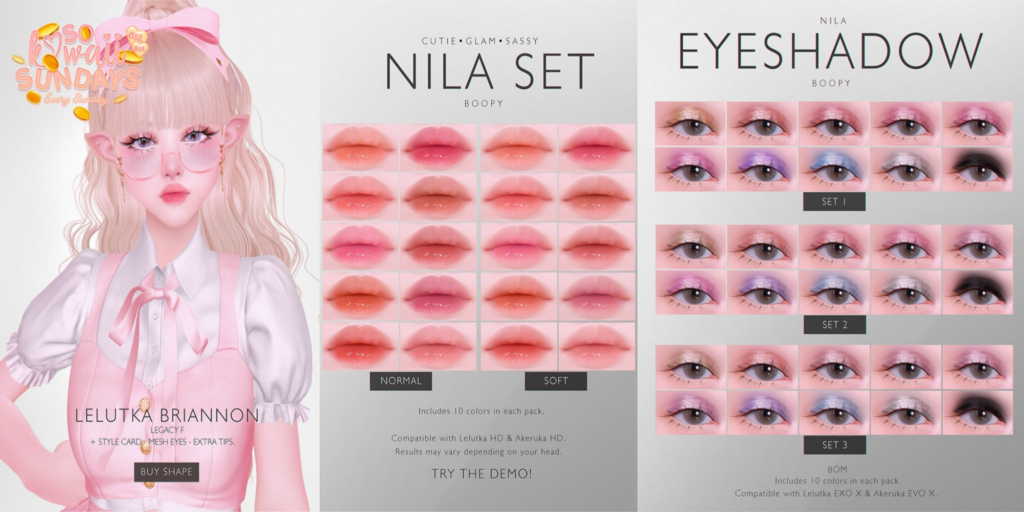 Nila Shape - EvoX Briannon/Legacy | Nila Eyeshadow &amp; Lipstick - AkX/EvoX	&lt;a href=&quot;http://maps.secondlife.com/secondlife/Hashira/96/162/426&quot;&gt;Teleport&lt;/a&gt;